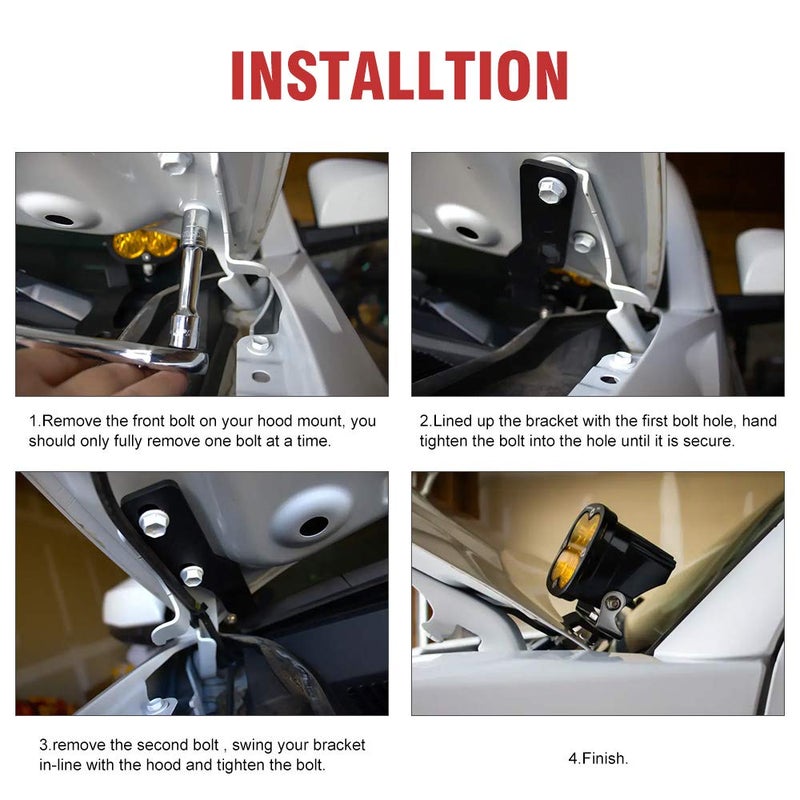 Samman NORTHYUN LED Ditch Light Mounting Brackets for 2005-2015 Toyota Tacoma Hood Mount Brackets LED Pods Brackets for Auxiliary Off Road Pod Work Light - Image 5